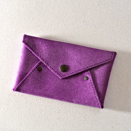 Mini enveloppe en cuir pailleté, enveloppe en cuir, enveloppe de voyage, petite enveloppe, made in france, la cartablière