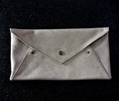 Midi enveloppe en cuir pailleté, enveloppe en cuir, enveloppe de voyage, petite enveloppe, made in france, la cartablière