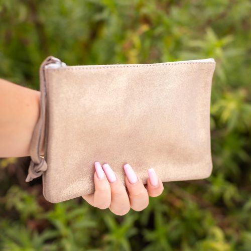 dragopnnière, pochette, porte monnaie, rectangulaire, en cuir pailleté, cuir métallisé, cuir fantaisie, la cartablière, fabriqué en france, fabriqué en Occitanie