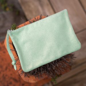 dragopnnière, pochette, porte monnaie, rectangulaire, en cuir pailleté, cuir métallisé, cuir fantaisie, la cartablière, fabriqué en france, fabriqué en Occitanie