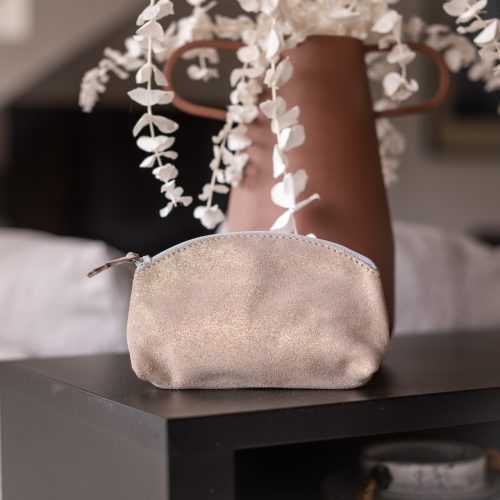 midi trousse a trésors en cuir pailleté - la cartablière