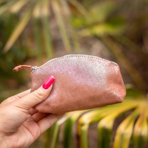 midi trousse a trésors en cuir pailleté - la cartablière