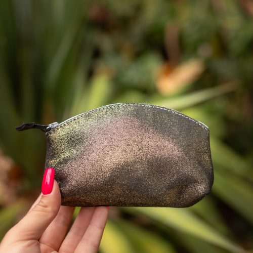 midi trousse a trésors en cuir pailleté - la cartablière
