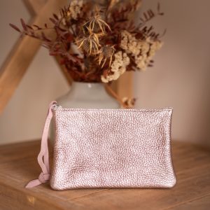 dragopnnière, pochette, porte monnaie, rectangulaire, en cuir pailleté, cuir métallisé, cuir fantaisie, la cartablière, fabriqué en france, fabriqué en Occitanie