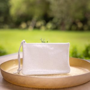 dragopnnière, pochette, porte monnaie, rectangulaire, en cuir pailleté, cuir métallisé, cuir fantaisie, la cartablière, fabriqué en france, fabriqué en Occitanie