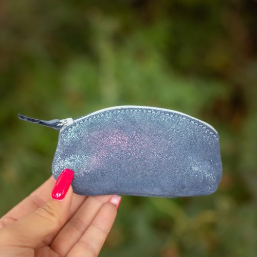 mini trousse à trésors, petites trousse en cuir, fabriqué en france, fabriqué en Occitanie, la cartablière, cuir, cuir pailleté, cuir fantaisie, porte-monnaie
