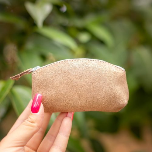 mini trousse à trésors, petites trousse en cuir, fabriqué en france, fabriqué en Occitanie, la cartablière, cuir, cuir pailleté, cuir fantaisie, porte-monnaie