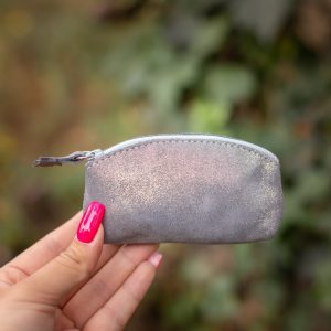 mini trousse à trésors, petites trousse en cuir, fabriqué en france, fabriqué en Occitanie, la cartablière, cuir, cuir pailleté, cuir fantaisie, porte-monnaie