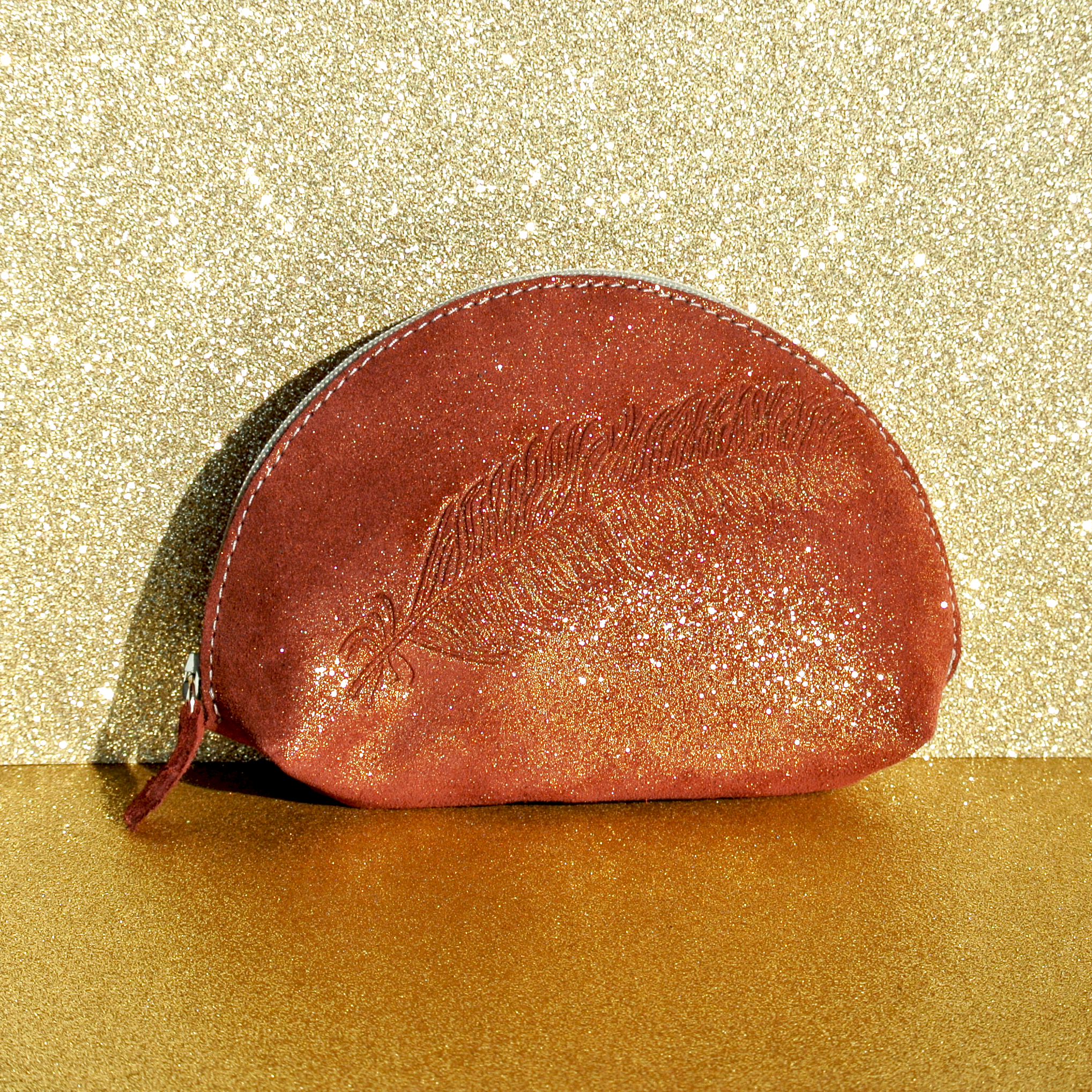 Trousse pailletée rose gold 