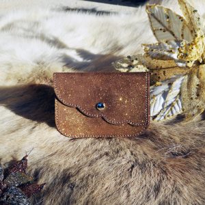 porte monnaie fleur en cuir pailleté la cartablière made in france