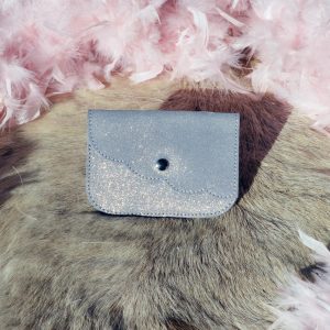 porte monnaie fleur en cuir pailleté la cartablière made in france