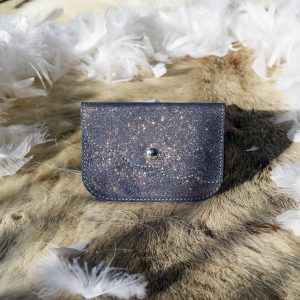 porte monnaie fleur en cuir pailleté la cartablière made in france