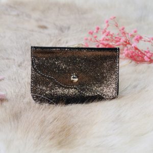 porte monnaie fleur en cuir pailleté la cartablière made in france