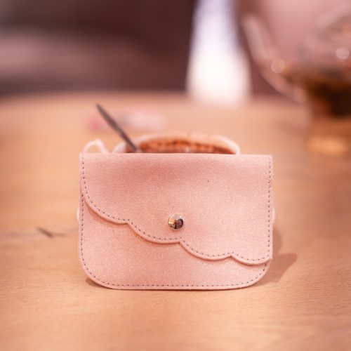 porte monnaie fleur en cuir pailleté la cartablière made in france