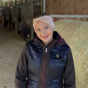 bandeau en laine pour cavalière fabriqué en france tricoté la cartablière la cavalière à paillettes