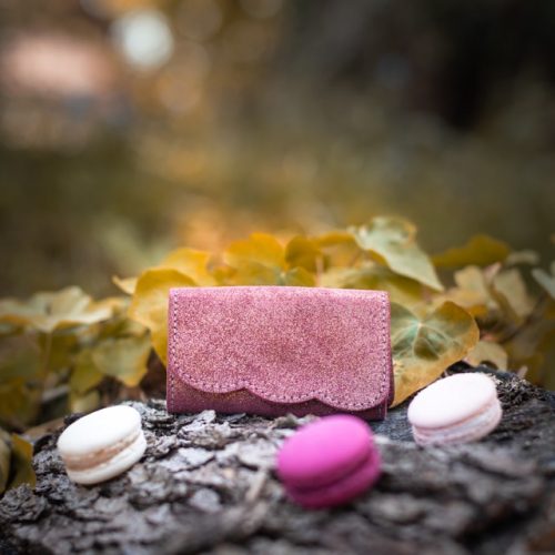 portefeuille asteria, petit, pratique, la cartablière, en cuir, pailleté, fantaisie, femme, lurex, paillettes, fabriqué en france, made in france, maroquinerie, poche, porte monnaie